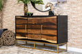 Coaster 953466 Everly quinn auriga black walnut finish wood server buffet cabinet gold frame legs
