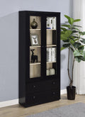 Coaster 953478 Hawthorne black rustic finish wood curio cabinet with 2 doors and 2 drawers