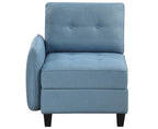 Homelegance 9557BUE-6SCOT  6 pc Garren blue textured fabric modular sectional sofa storage under seat and storage ottoman