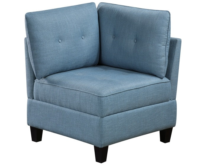 Homelegance 9557BUE-6SCOT  6 pc Garren blue textured fabric modular sectional sofa storage under seat and storage ottoman