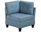 Homelegance 9557BUE-6SCOT  6 pc Garren blue textured fabric modular sectional sofa storage under seat and storage ottoman