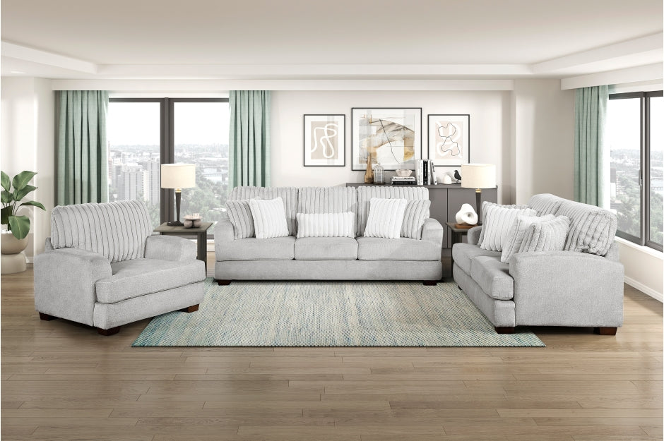 Homelegance 9558LG-2PC 2 pc Santiago light grey textured fabric and corduroy fabric sofa and love seat set