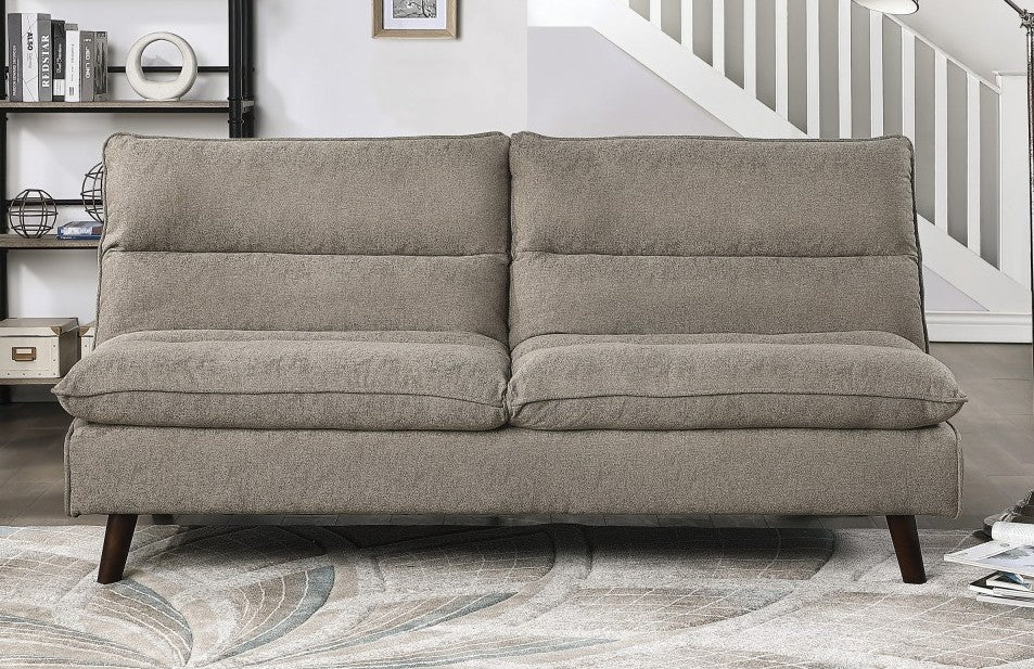Homelegance 9560BR-3CL Winston porter Mackay brown textured fabric futon sofa folding back