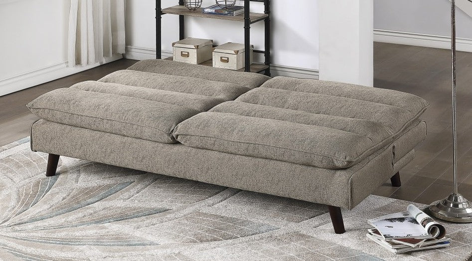 Homelegance 9560BR-3CL Winston porter Mackay brown textured fabric futon sofa folding back