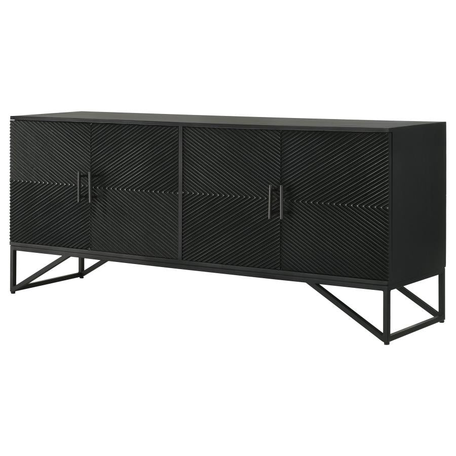 Coaster 959631 Riddell matte black finish wood server buffet cabinet black frame legs
