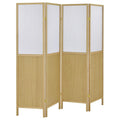 Mattison 4-Panel Natural Wood Shoji Screen Room Divider with Opaque Panels – 960121