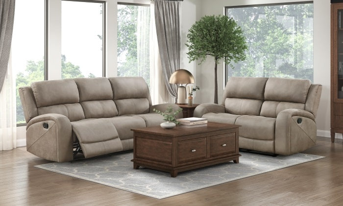 Homelegance 9601BR-2PC 2 pc Pagosa light brown polished microfiber sofa and love seat