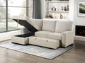 Homelegance 9605BE-2LCRL 2 pc Gallatin beige boucle / corduroy fabric sectional sofa pop up sleep area storage chaise