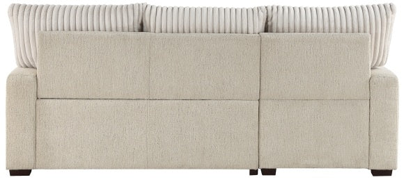 Homelegance 9605BE-2LCRL 2 pc Gallatin beige boucle / corduroy fabric sectional sofa pop up sleep area storage chaise