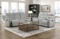 Homelegance 9610GY-2PC 2 pc Lyndon light grey chenille fabric sofa and love seat with recliner ends cup console