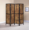 Coaster 961413 Strick & Bolton dahlstrom 4 panel black finish wood frame antique nutmeg panel room divider shoji screen
