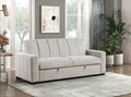 Homelegance 9622LG-3CL  Winston porter michah light gray textured fabric sofa with pop up sleep area and fold down back
