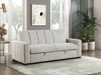 Homelegance 9622LG-3CL  Winston porter michah light gray textured fabric sofa with pop up sleep area and fold down back
