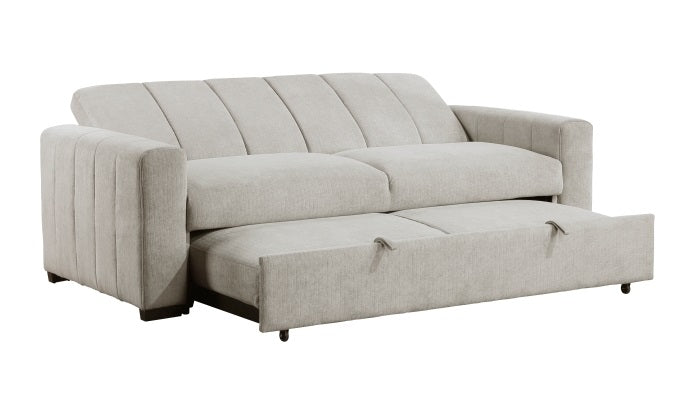 Homelegance 9622LG-3CL  Winston porter michah light gray textured fabric sofa with pop up sleep area and fold down back