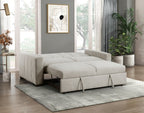 Homelegance 9622LG-3CL  Winston porter michah light gray textured fabric sofa with pop up sleep area and fold down back