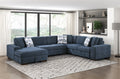 9624BU*42RLC 4 pc Waitsfield blue chenille textured fabric sectional sofa with storage chaise and sleep area left chaise