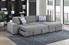 9624GY*22LRC Waitsfield light gray textured fabric sectional sofa with storage chaise and sleep area