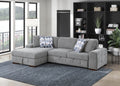 9624GY*2LC2R Waitsfield light grey chenille textured fabric sectional sofa with storage chaise and sleep area left chaise