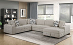 9624TP*42LRC 4 pc Waitsfield taupe chenille textured fabric sectional sofa with storage chaise and sleep area right chaise