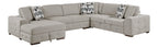 9624TP*42RLC 4 pc Waitsfield taupe chenille textured fabric sectional sofa with storage chaise and sleep area left chaise