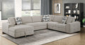 9624TP*42RLC 4 pc Waitsfield taupe chenille textured fabric sectional sofa with storage chaise and sleep area left chaise