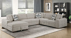 9624TP*42RLC 4 pc Waitsfield taupe chenille textured fabric sectional sofa with storage chaise and sleep area left chaise
