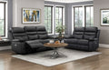 Homelegance 9628BLK-2PWH 2 pc Hancock black top grain leather match power motion reclining sofa and love seat set