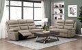 Homelegance 9628LTE-2PWH 2 pc Hancock latte top grain leather match power motion reclining sofa and love seat set