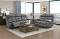 Homelegance 9629DGY-2PC 2 pc Laconia dark grey top grain leather match standard motion reclining sofa and love seat set