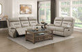 Homelegance 9629LTE-2PC 2 pc Laconia latte top grain leather match standard motion reclining sofa and love seat set