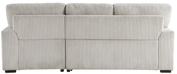 Homelegance 9633MNB-2LC2R 2 pc Marsh grey corduroy fabric sectional sofa pop up sleep area storage chaise