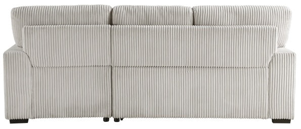 Homelegance 9633MNB-22LRC 2 pc Marsh grey corduroy fabric sectional sofa pop up sleep area storage chaise