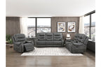Homelegance 9634DGY-SL 2 pc Hazen dark grey polished microfiber fabric sofa and love seat set with recliner ends cup console