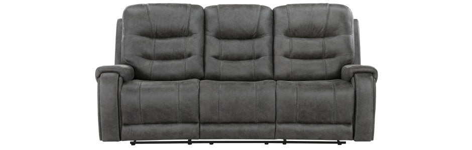 Homelegance 9634DGY-SL 2 pc Hazen dark grey polished microfiber fabric sofa and love seat set with recliner ends cup console