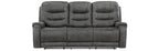Homelegance 9634DGY-SL 2 pc Hazen dark grey polished microfiber fabric sofa and love seat set with recliner ends cup console