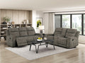 9635BR-2PC 2 pc Muncie brown textured microfiber motion sofa and love seat set cup holder console