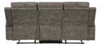 9635BR-2PC 2 pc Muncie brown textured microfiber motion sofa and love seat set cup holder console