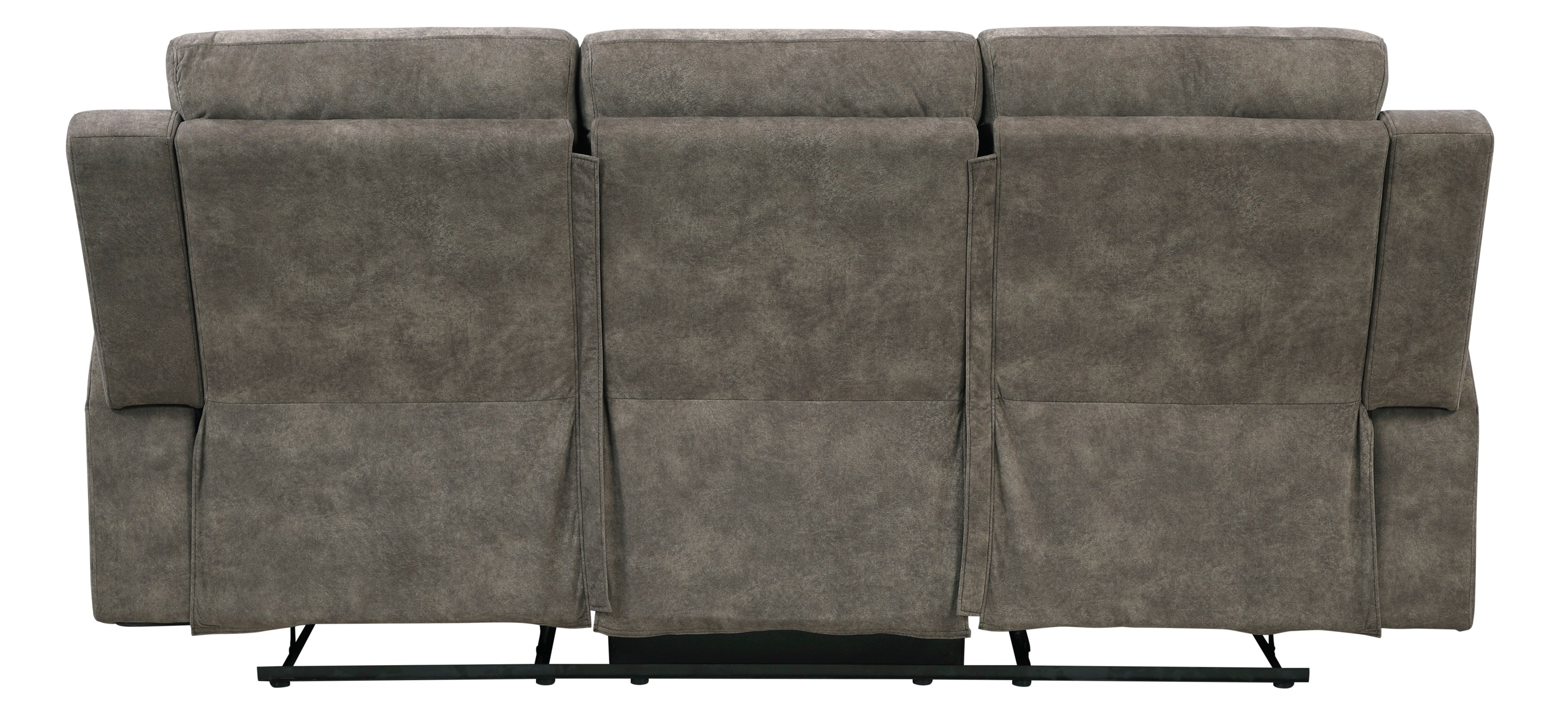 9635BR-2PC 2 pc Muncie brown textured microfiber motion sofa and love seat set cup holder console