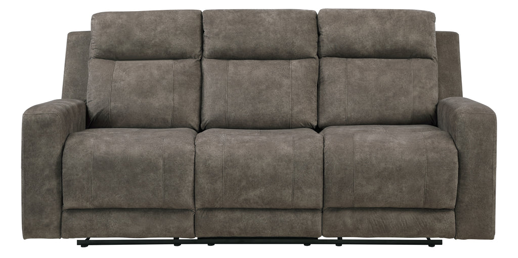 9635BR-2PC 2 pc Muncie brown textured microfiber motion sofa and love seat set cup holder console