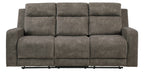 9635BR-2PC 2 pc Muncie brown textured microfiber motion sofa and love seat set cup holder console