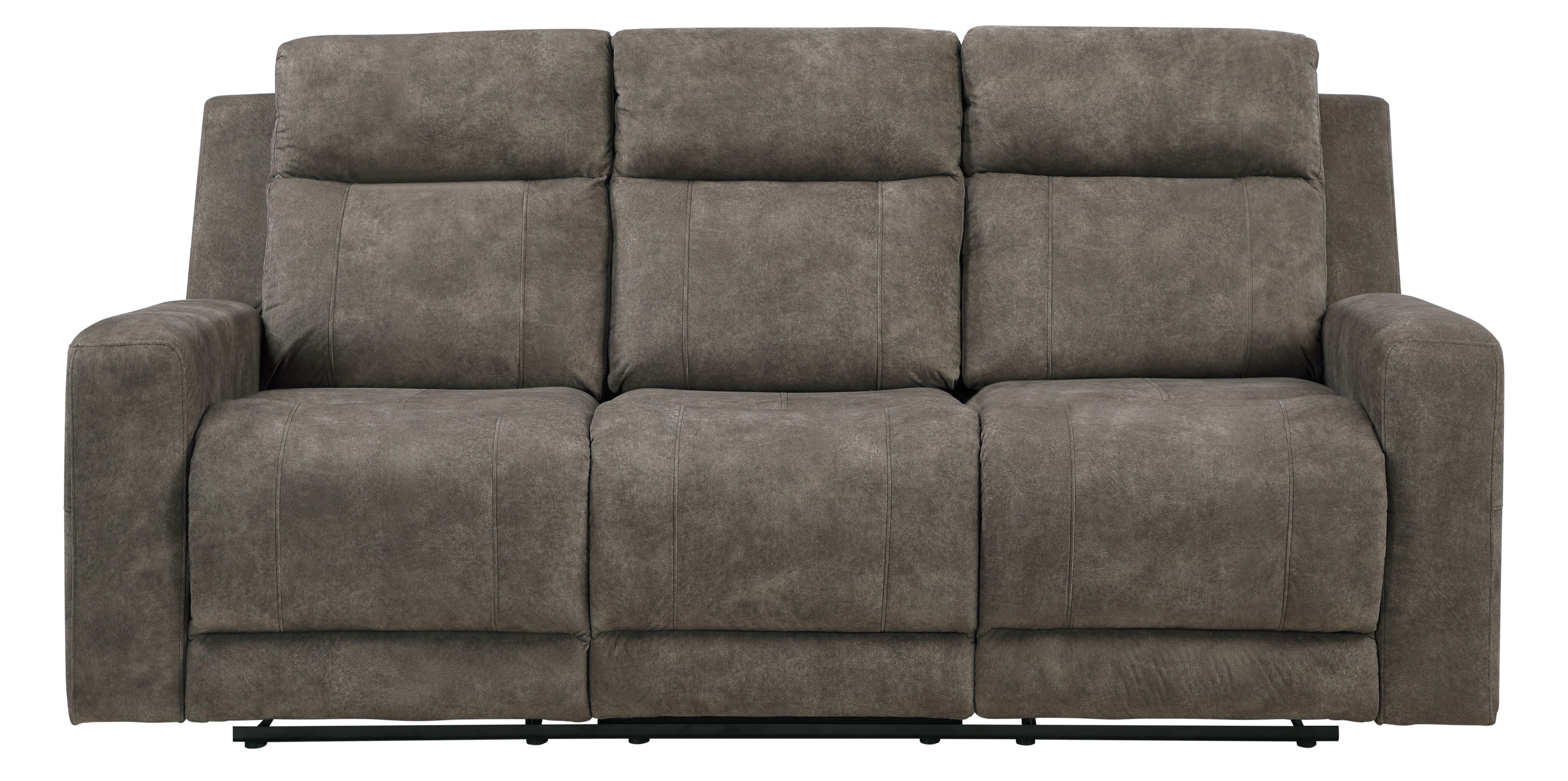 9635BR-2PC 2 pc Muncie brown textured microfiber motion sofa and love seat set cup holder console