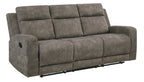 9635BR-2PC 2 pc Muncie brown textured microfiber motion sofa and love seat set cup holder console