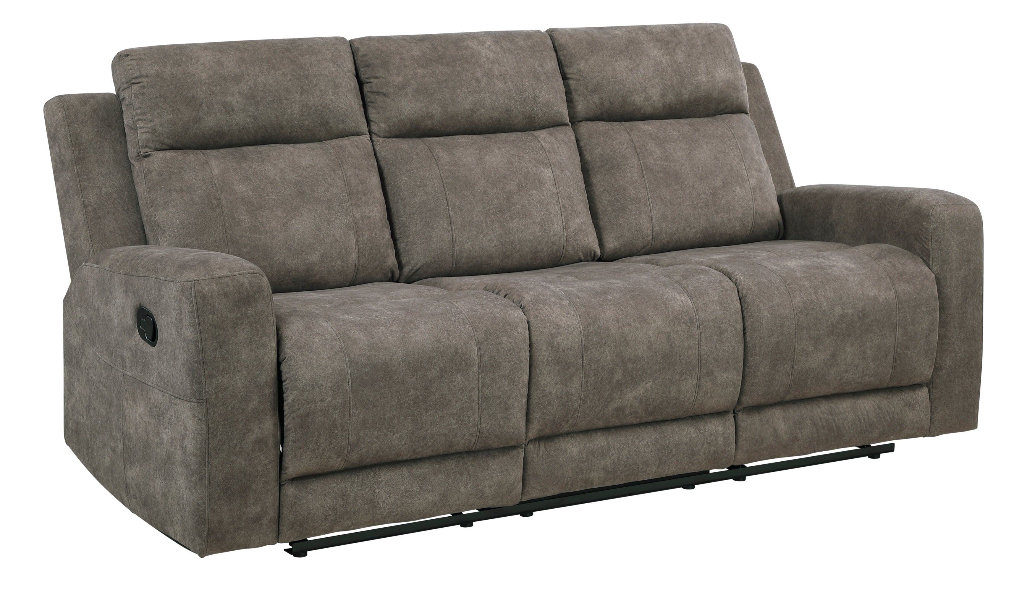 9635BR-2PC 2 pc Muncie brown textured microfiber motion sofa and love seat set cup holder console