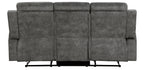 9635DG-2PC 2 pc Muncie dark grey textured microfiber motion sofa and love seat set cup holder console