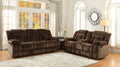 Homelegance 9636-2PC 2 pc laurelton chocolate champion fabric double reclining sofa and love seat set