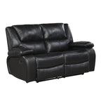 Ellicott 2-Piece Motion Sofa & Loveseat Set – Black Top Grain Leather Match & Recliner Ends – 9639BK-2PC