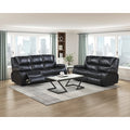 Ellicott 2-Piece Motion Sofa & Loveseat Set – Black Top Grain Leather Match & Recliner Ends – 9639BK-2PC