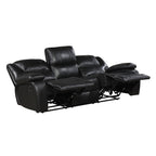 Ellicott 2-Piece Motion Sofa & Loveseat Set – Black Top Grain Leather Match & Recliner Ends – 9639BK-2PC