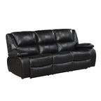 Ellicott 2-Piece Motion Sofa & Loveseat Set – Black Top Grain Leather Match & Recliner Ends – 9639BK-2PC