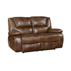 Ellicott 2-Piece Motion Sofa & Loveseat Set – Brown Top Grain Leather Match & Recliner Ends | Homelegance